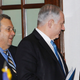 2010: Former defense minister Ehud Barak and a heavily balding Netanyahu leave the West Wing after arguing in favor of expanding Israeli settlements in East Jerusalem. (Image via Associated Press)